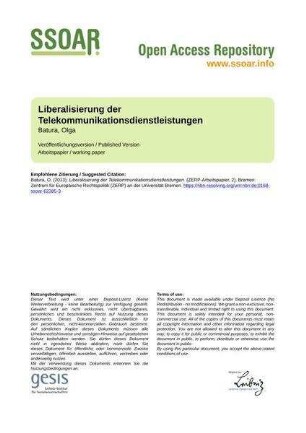 Liberalisierung der Telekommunikationsdienstleistungen