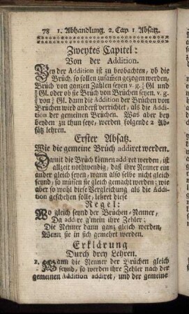 Zweytes Capitel. Von der Addition.