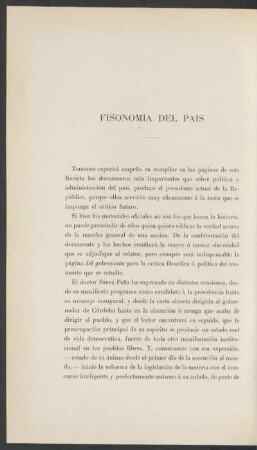 Fisonomía del país : [El manifiesto del Presidente y la reglamentación de la ley electoral]