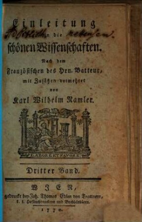 Einleitung in die schönen Wissenschaften, 3