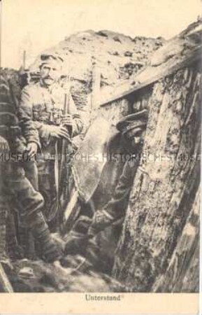 Soldaten im Unterstand