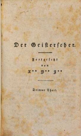 Fridrich Schiller's Geisterseher : Aus den Memoiren des Grafen von O***. 3
