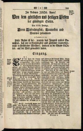 843-866, Die XXIII. Predigt, Deren Aufrichtigkeit, Lauterkeit und Wahrheit betrachtend.