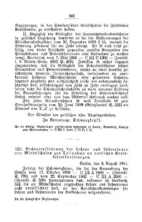 Nichtverpflichtung der Lehrer und Lehrerinnen von Mittelschulen zur Teilnahme an amtlichen Kreislehrerkonferenzen : [E. Öffentliches Volksschulwesen]