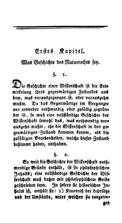 Erstes Kapitel. Was Geschichte des Naturrechts sey.