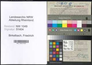 Entnazifizierung Friedrich Birkelbach , geb. 22.08.1900 (Lagerist)