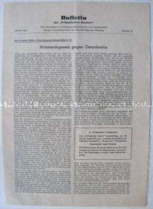 Informationsblatt des "Fränkischen Kreises" u.a. zu den geplanten Notstandsgesetzen