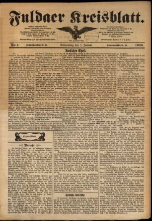 Erste Ausgabe vom Donnerstag, den 01. Januar 1903.