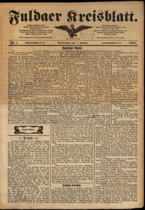 Erste Ausgabe vom Donnerstag, den 01. Januar 1903.