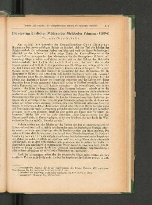 Die staatsgefährliche Mützen der Meldorfer Primaner (1854)