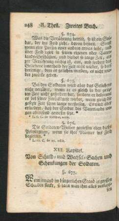 XIII. Kapitel. Von Schuld- und Wechsel-Sachen und Schenkungen der Soldaten