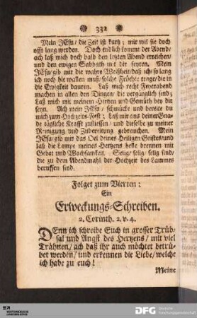 Folget zum Vierten: Ein Erweckungs-Schreiben.
