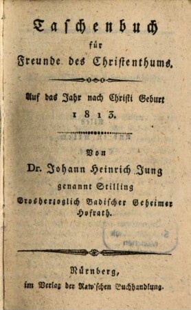 Taschenbuch für Freunde des Christenthums. 1813, 1813