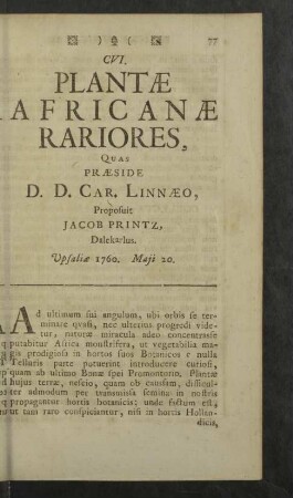 CVI. Plantae Africanae Rariores