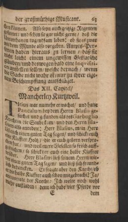 Das XII. Capitel/ Mancherley Kurtzweil.