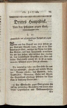 Drittes Hauptstück. Von den Pflichten gegen Gott.