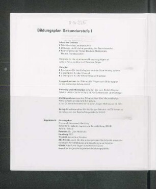 Bildungsplan Sekundarstufe I