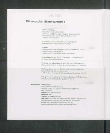 Bildungsplan Sekundarstufe I