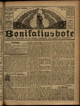 Erste Ausgabe vom Sonntag, den 06. November 1921.