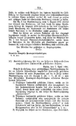Amtsbezeichnung für die an höheren Lehranstalten angestellten seminarisch gebildeten Lehrer : [D. Höhere Lehranstalten]