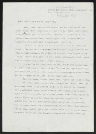 Brief von Rolf Ibscher an Gerhart Hauptmann