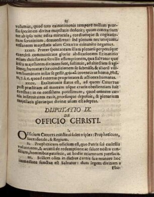 Disputatio IX. De Officio Christi