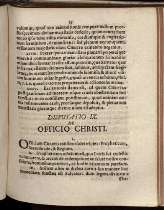 Disputatio IX. De Officio Christi