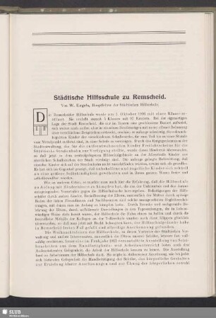 Städtische Hilfsschule zu Remscheid