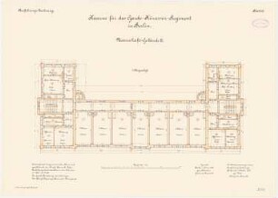 Kaserne des Garde-Kürassier-Regiments und des Königin-Augusta-Garde-Grenadier-Regiments Nr. 4, Berlin: Königin-Augusta-Garde-Grenadier-Regiments Nr. 4, Mannschaftsgebäude III: Grundriss 1. Obergeschoss 1:100