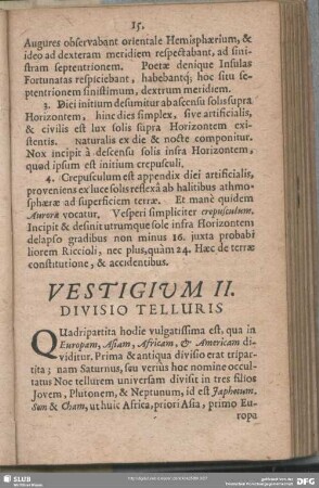 Vestitigum II. Divisio Telluris