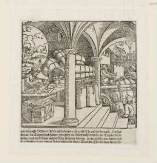 Von einem schweren Geschäft, aus: "Trostspiegel in Glück und Unglück, Des Weitberümbten Hochgelehrten fürtrefflichen Poeten und Oratorn Francisci Petrarche, Trostbücher, von Rath, That, und Artzeney in Glück und Unglück", Frankfurt am Main 1584