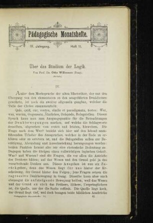 Über das Studium der Logik : (Schluß)