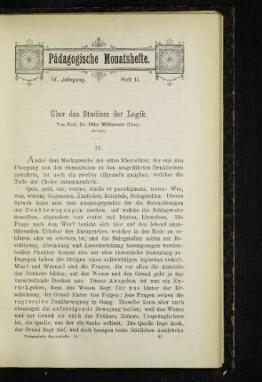Über das Studium der Logik : (Schluß)
