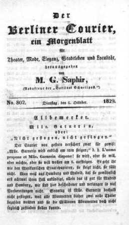 No. 802, Dienstag, den 6. October 1829