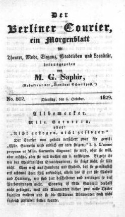 No. 802, Dienstag, den 6. October 1829