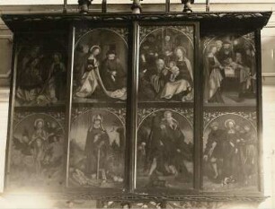 Flügelaltar. Holz, geschnitzt, bemalt. Datiert 1518. Detail. Wachau-Seifersdorf, evangelische Pfarrkirche