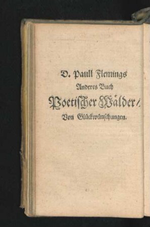 Anderes Buch Poetischer Wälder/ Von Glückwünschungen.