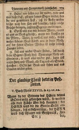 Der glaubige Christ betet in Pest-Zeiten.