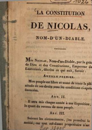 La constitution de Nicolas, Nom-d'un-diable