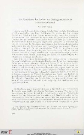 Zur Geschichte des Archivs des Heiliggeist-Spitals in Schwäbisch Gmünd