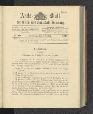 No. 180, 30. Juli 1918