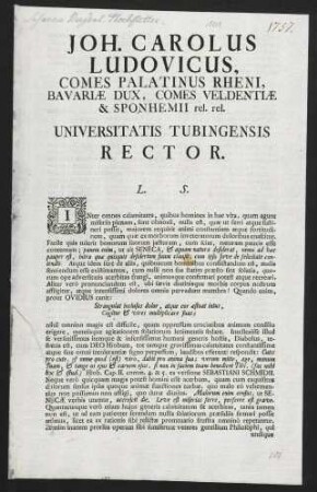 Joh. Carolus Ludovicus, Comes Palatinus Rheni, Bavariae Dux...