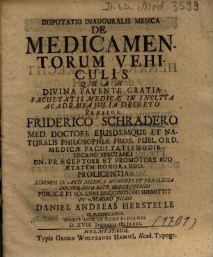 Disputatio Inauguralis Medica De Medicamentorum Vehiculis