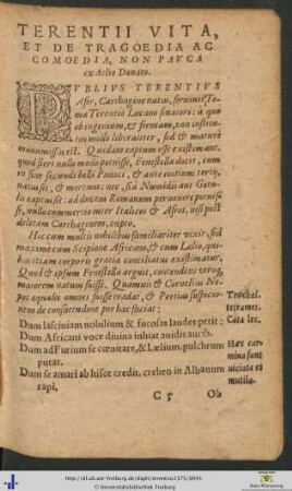 Terentii Vita Et De Tragoedia Ac Comoedia Non Pauca ex Aelio Donato