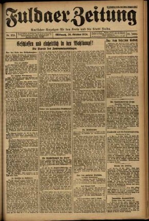 Erste Ausgabe vom Mittwoch, den 29. Oktober 1924.