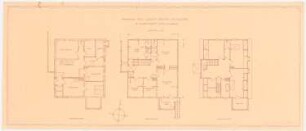 Wohnhaus Böhmer, Heidelberg: 3. Vorentwurf (für Holzbau): Grundrisse Unter-, Erd- und Obergeschoss 1:100