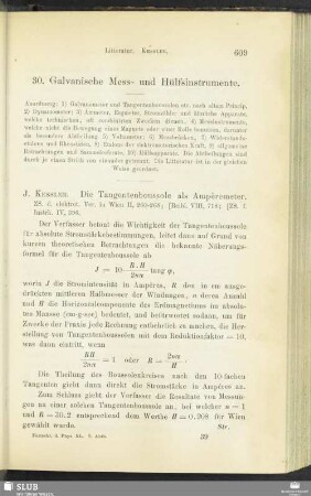 30. Galvanische Mess- und Hülfsinstrumente