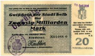 Geldschein / Notgeld, 20 Milliarden Mark, 30.10.1923