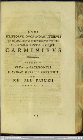Loci Scriptorum Quorundam Veterum Et Nonnullorum Recentiorum Iudicia De Anacreonte Eiusque Carminibus