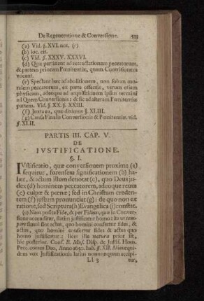 Partis III. Cap. V. De Ivstificatione.